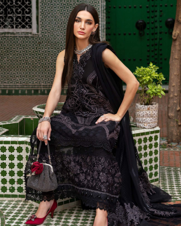 3 Piece Unstitched Embroidered Lawn Suit - Image 2