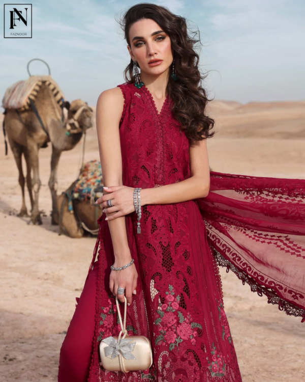 3 Piece Unstitched Embroidered Lawn Suit - Image 2