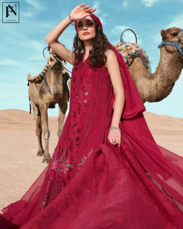 3 Piece Unstitched Embroidered Lawn Suit - Image 3