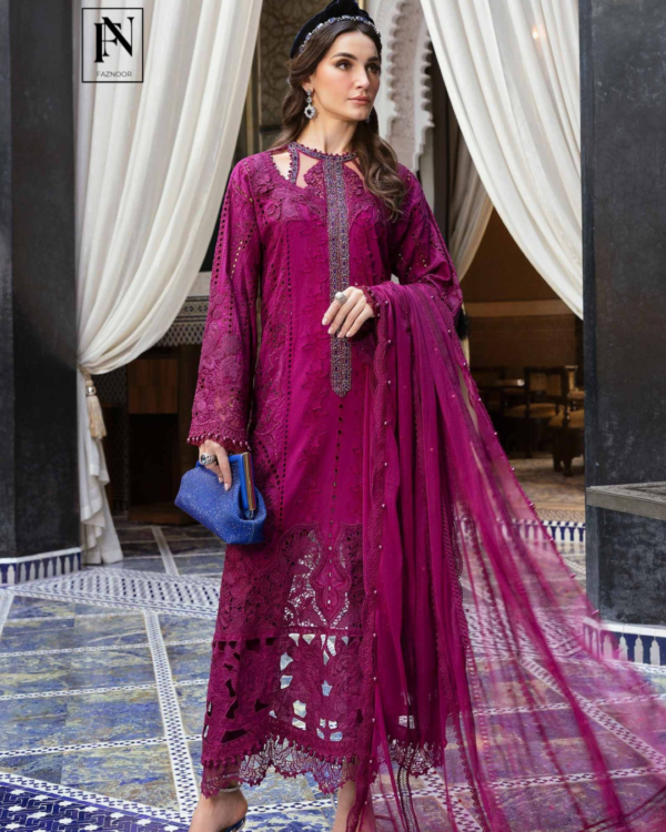 3 Piece Unstitched Embroidered Lawn Suit | D-2502-B