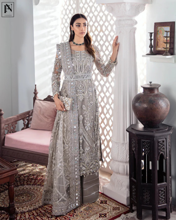 Gulnoor Embroidered Net 3-Piece Suit WS-18 - Image 3