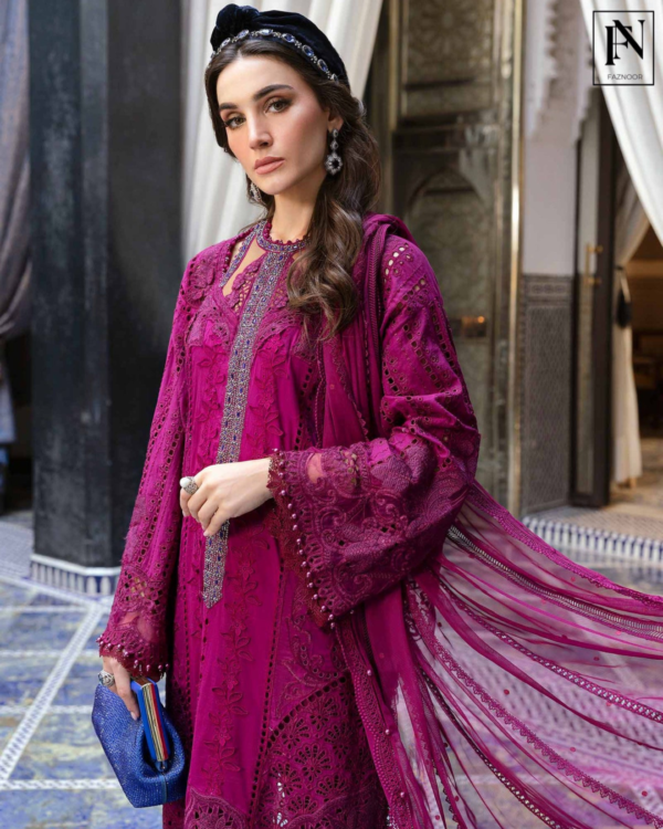 3 Piece Unstitched Embroidered Lawn Suit | D-2502-B - Image 3