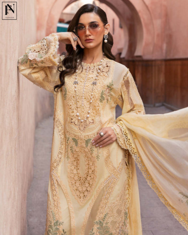 3 Piece Unstitched Embroidered Organza Suit | D-2509-A - Image 3