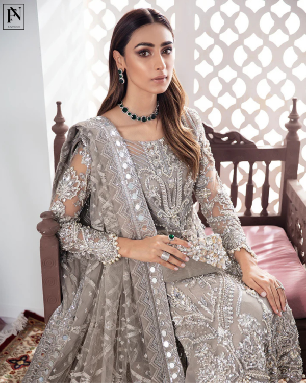 Gulnoor Embroidered Net 3-Piece Suit WS-18 - Image 5