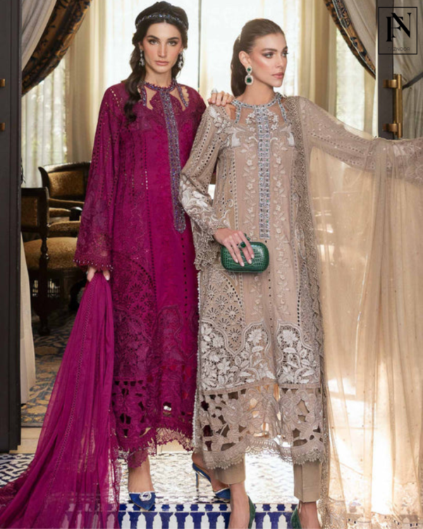 3 Piece Unstitched Embroidered Lawn Suit | D-2502-B - Image 5