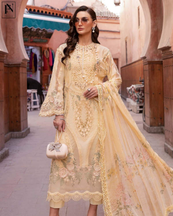 3 Piece Unstitched Embroidered Organza Suit | D-2509-A - Image 5