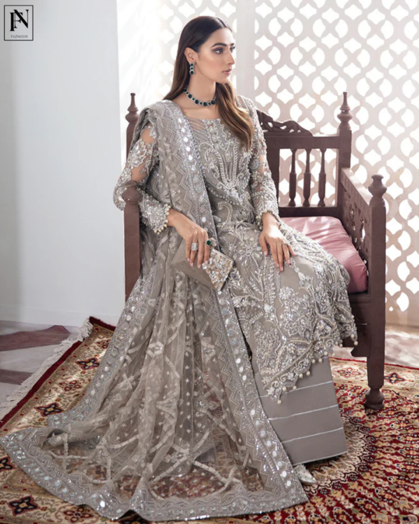 Gulnoor Embroidered Net 3-Piece Suit WS-18 - Image 6