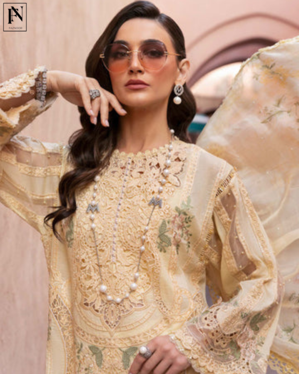 3 Piece Unstitched Embroidered Organza Suit | D-2509-A - Image 6