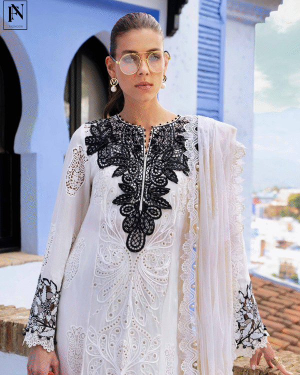 3 Piece Unstitched Embroidered Paper Cotton Suit | D-2505-A - Image 2