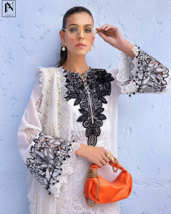 3 Piece Unstitched Embroidered Paper Cotton Suit | D-2505-A - Image 3