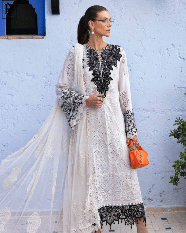 3 Piece Unstitched Embroidered Paper Cotton Suit | D-2505-A