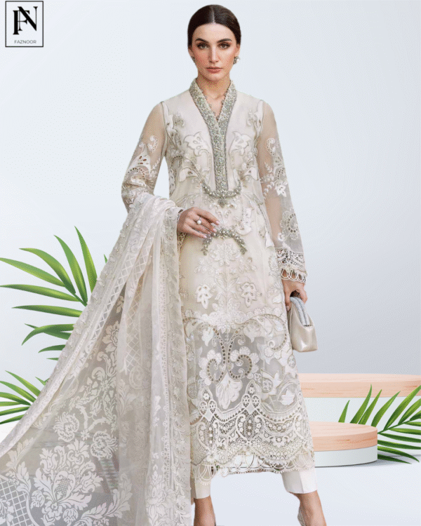 3 Piece Unstitched Embroidered Lawn SuitD-2506-A - Image 4