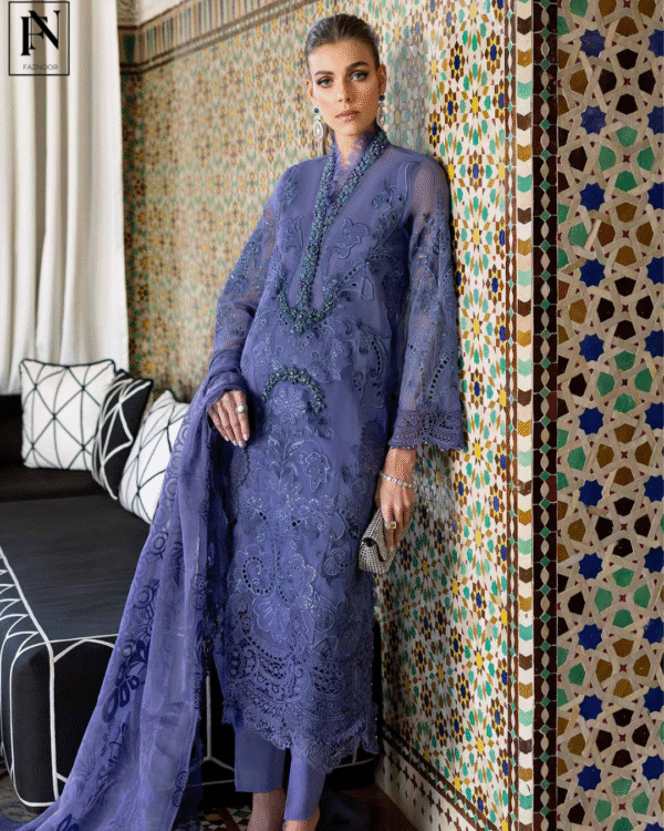 3 Piece Unstitched Embroidered Organza Suit | D-2506-B