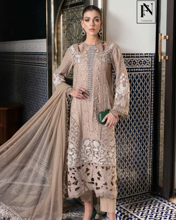 3 Piece Unstitched Embroidered Lawn Suit | D-2502-A