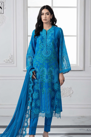 3 Piece Unstitched Embroidered Lawn Suit | D-2503-B