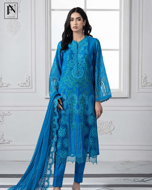 3 Piece Unstitched Embroidered Lawn Suit | D-2503-B