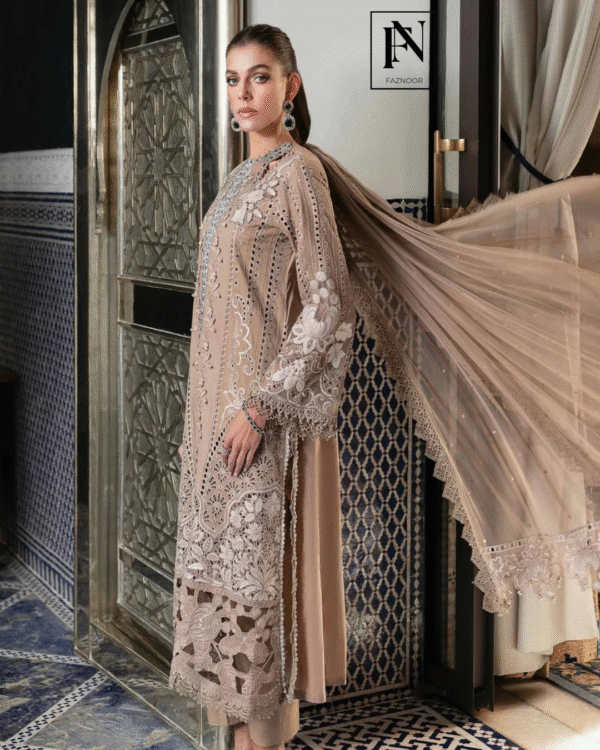 3 Piece Unstitched Embroidered Lawn Suit | D-2502-A - Image 2