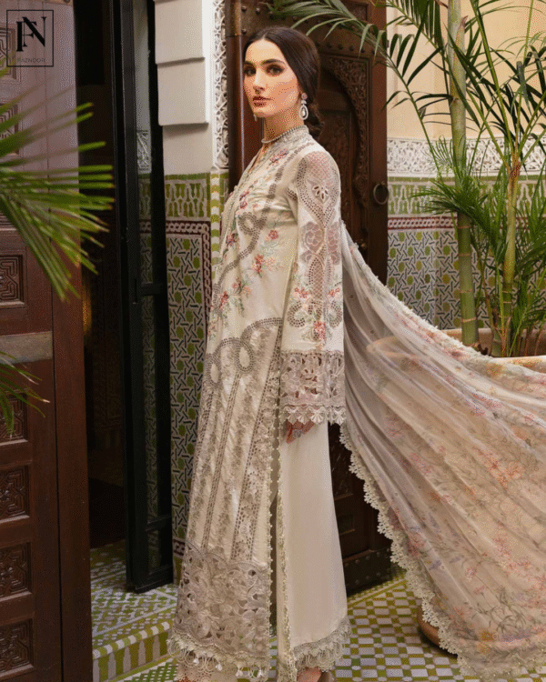 3 Piece Unstitched Embroidered Lawn Suit | D-2514-B - Image 5