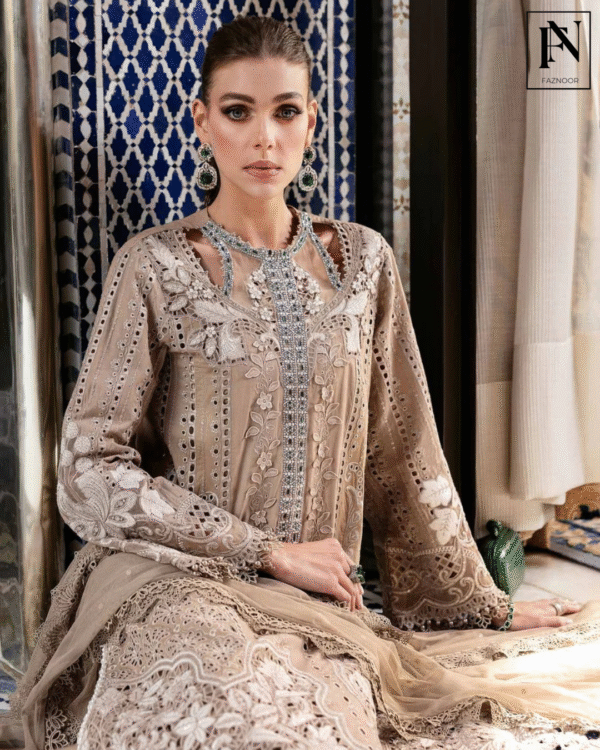 3 Piece Unstitched Embroidered Lawn Suit | D-2502-A - Image 4