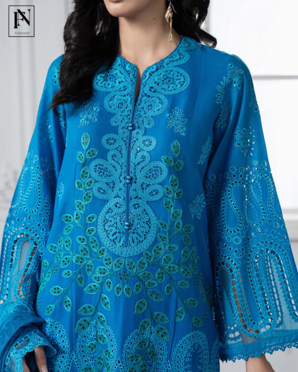 3 Piece Unstitched Embroidered Lawn Suit | D-2503-B - Image 4