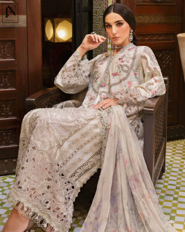 3 Piece Unstitched Embroidered Lawn Suit | D-2514-B - Image 6