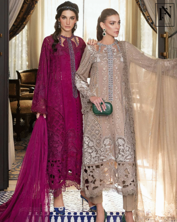3 Piece Unstitched Embroidered Lawn Suit | D-2502-A - Image 5
