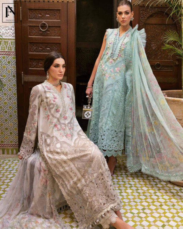 3 Piece Unstitched Embroidered Lawn Suit | D-2514-B - Image 2