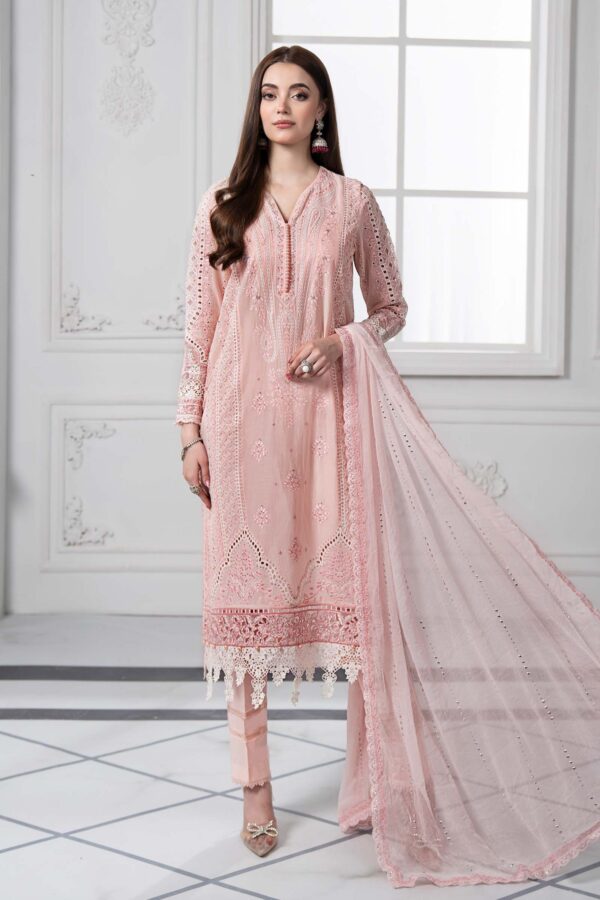 3 Piece Embroidered Dobby Lawn Suit | DS-2513-A - Image 2