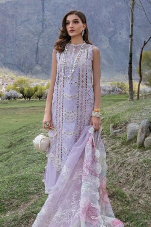 Crimson X Saira Shakira Luxury Lawn – A Floral Mesh - Lavender