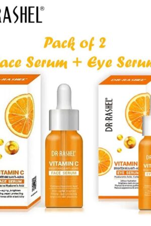 Dr.Rashel Vitamin C Brightening & Anti Aging Face Serum + Eye Serum - Pack of 2