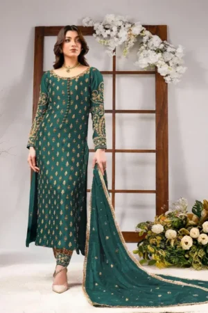 Ahmad Sultan Raw Silk Hand Embellished & Embrodiered 3 Piece Dress - J1260